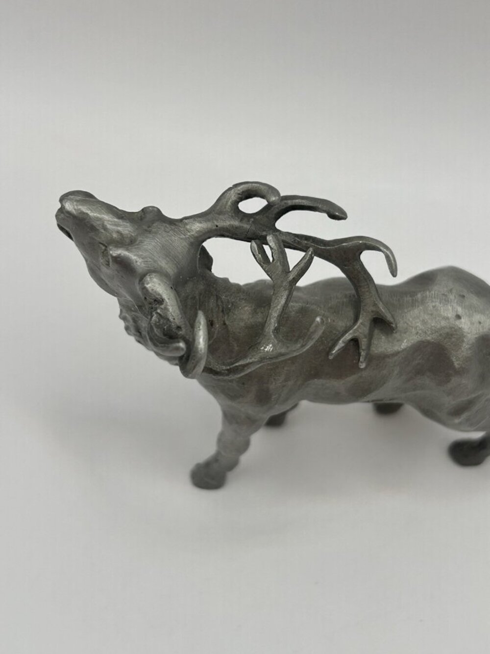Vintage Pewter Elk Deer Buck Figurine Wildlife Cabin Lodge Decor Collectible - Picture 13 of 16